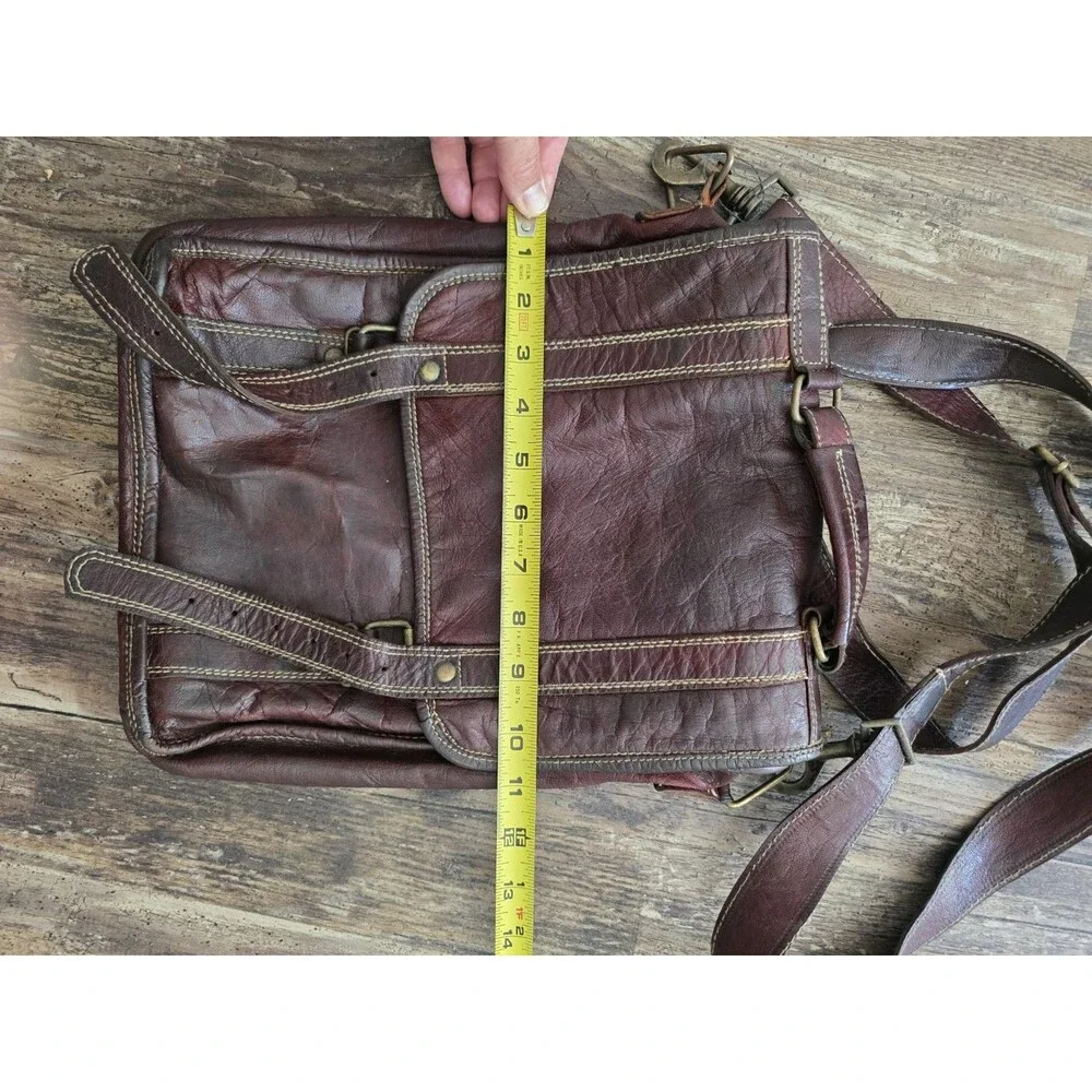 What Daisy Did Recycled Leather Messenger Bag Dark Brown Shoulder Crossbody Flaw